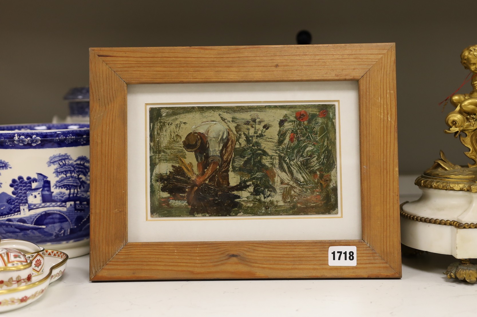 Norman Garstin (Irish, 1847-1926), oil on board, Greenhouse and flowers, label inscribed verso, 12.5 x 21cm